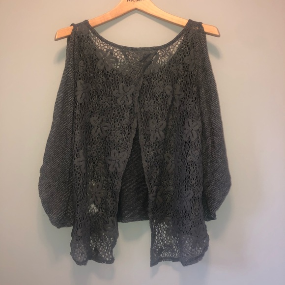 Grey Knit Cold Shoulder Top - Picture 3 of 6
